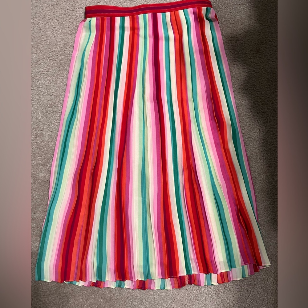 NWOT JCrew Pleated Midi Skirt Sz 00 in Watermelon stripe
